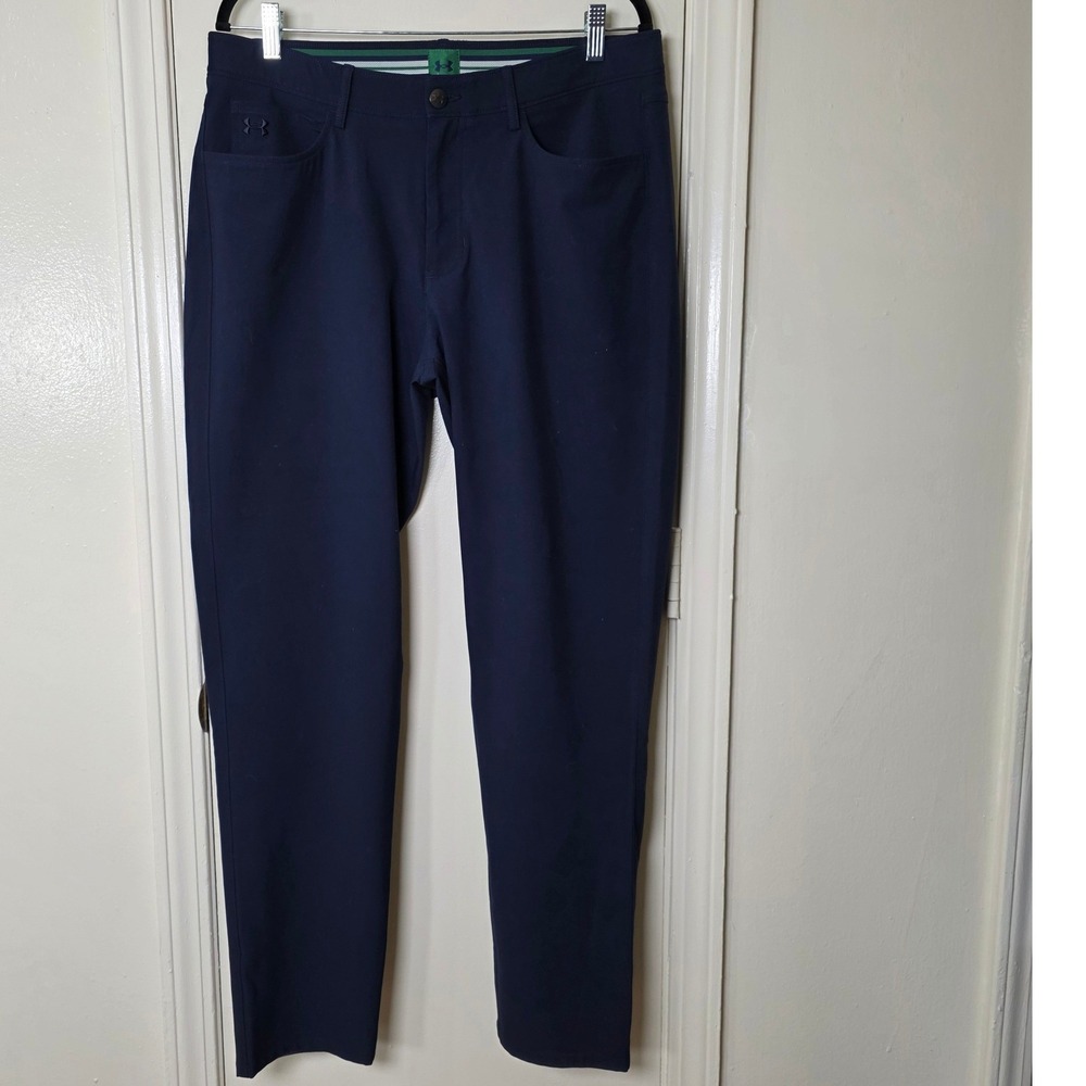 Under Armour Mens Navy Blue Performance Golf Pants 34x32 Pocket Stretch Trousers